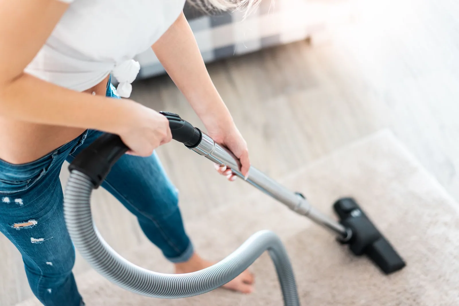 Residential rug cleaning equipment used on a hand-knotted area rug in Longport
